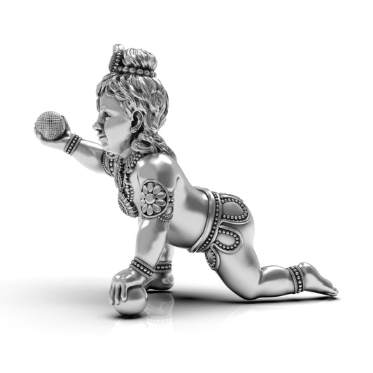 Laddu Gopoal Silver Plated Statue