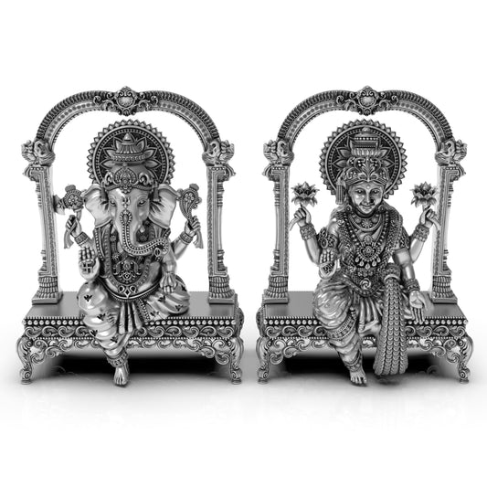 Lakshmi Ganesh Ji Silver Plated Statue