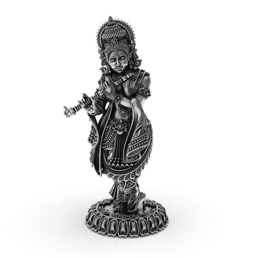 Lord Krishna Silver Plated Statue
