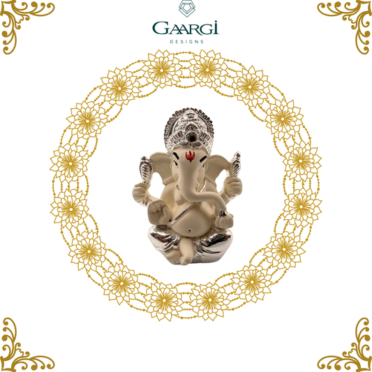 Lord Ganesha Car Dashboard Sculpture (FINE SILVER PLATED)