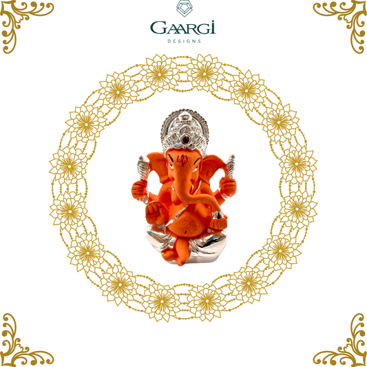 Lord Ganesha Car Dashboard Sculpture (FINE SILVER PLATED)