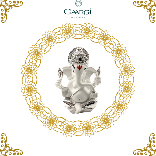 Lord Ganesha Car Dashboard Sculpture (FINE SILVER PLATED)