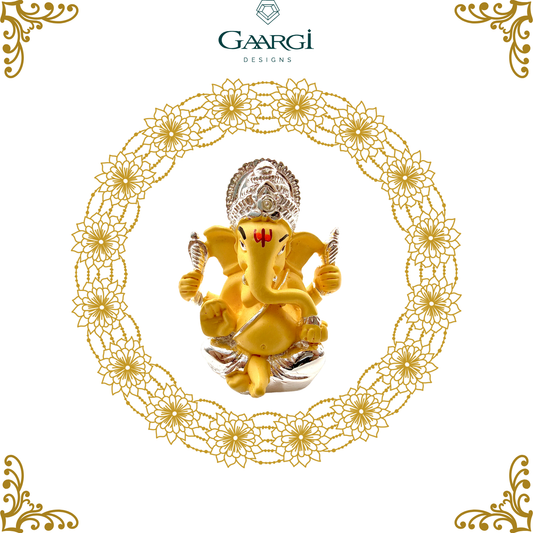 Lord Ganesha Car Dashboard Sculpture (FINE SILVER PLATED)