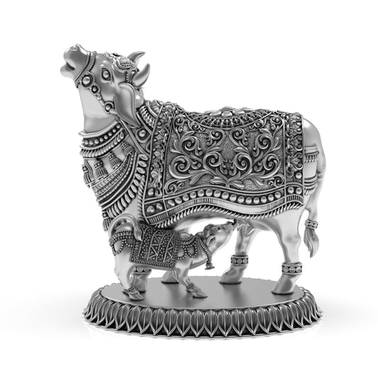 Silver  Cow and Calf Statue