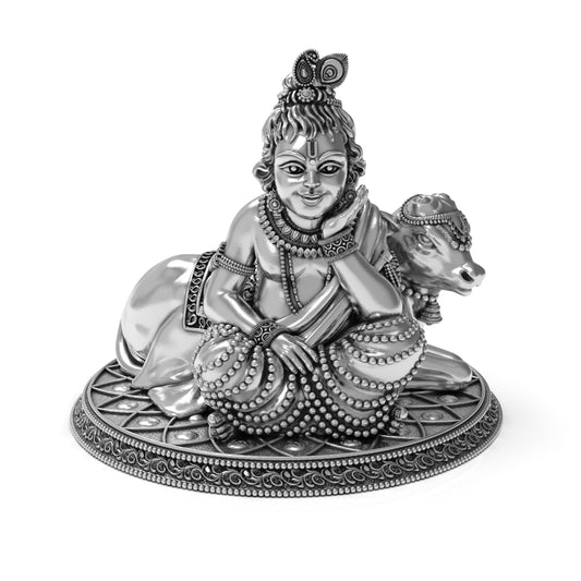 Silver  Khanha Ji With Calf Statue