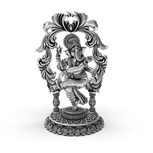 Silver Ganpati Nartiye Statue